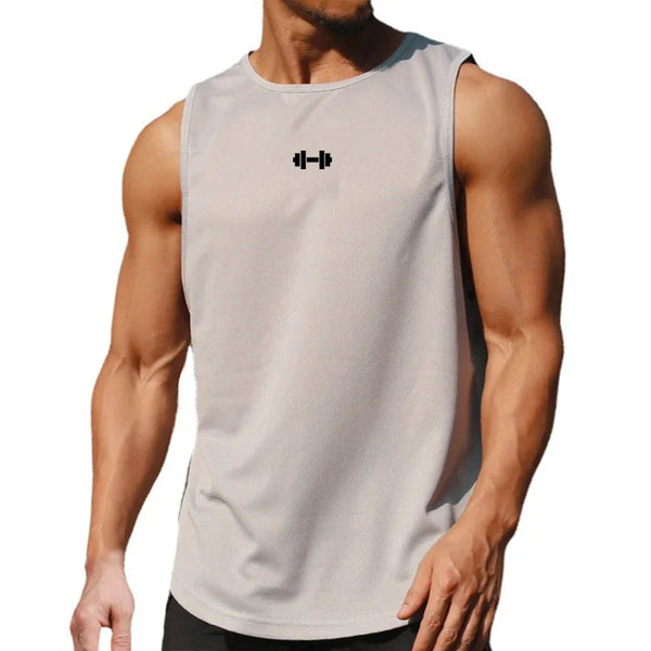 Gym Fitness Bodybuilding Sport Vests Mesh Breathable Quick Dry Running Tank Tops Mens Workout Muscle Casual Elastic T-shirts