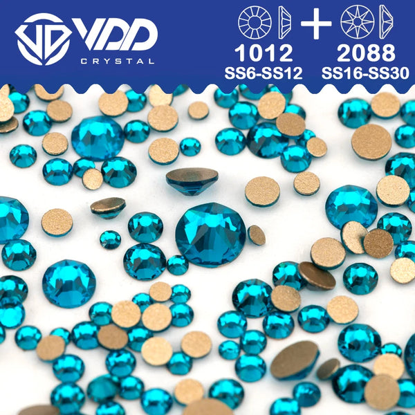 VDD Mix Size SS6-SS30 AAAAA High Quality Glass 2088 Rhinestones Crystal Flatback Strass Stones Crafts DIY Nail Art Decoration