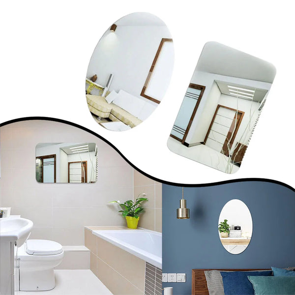 Oval Square 3D Acrylic Mirror Wall Sticker  For Bathroom Home Decor Mirror Wall Stickers Home Décor Decals Stickers Vinyl Art