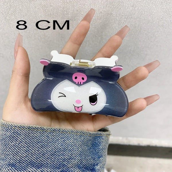 Sanrio Kuromi Hair Claws Women Fashion Cute Hello Kitty Hairclip Girl Cinnamoroll Acrylic Shark Clip Kid My Melody Birthday Gift