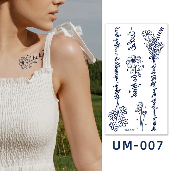 Herbal Juice Tattoo Sticker Long Lasting 15 Days Waterproof Fake Tattoo Sweatproof Snake Flower Temporary Tattoo For Men Women