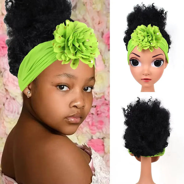 New Arrival Cute Kids Headband Wig Decoration for Girl Fashion Girl Wigs Without Lace Front Afro Baby Girl Wigs with Band