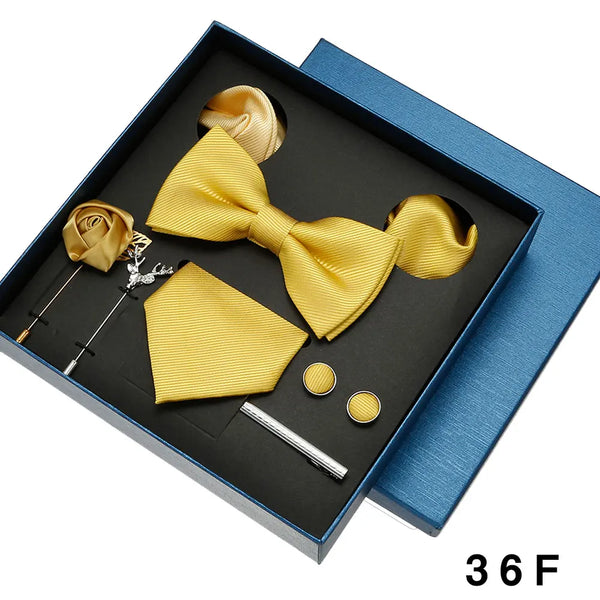 Luxury Men's Tie Necktie Bow Tie Gift Box 8-Piece Solids Colors Thread Fashion Professional Business Suit Accessories Wedding