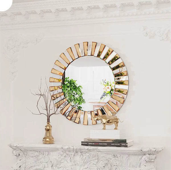 M/L Enthusiasm Decorative Wall Accent Mirror Round Starburst Venetian Mirror for Entrance Hallway Bathroom