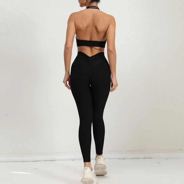 Adjustable Backless Bra Back V Butt Suit Yoga Women Fitness Workout Gym Running Scrunch Leggings Push Up Sportswear Sports Set