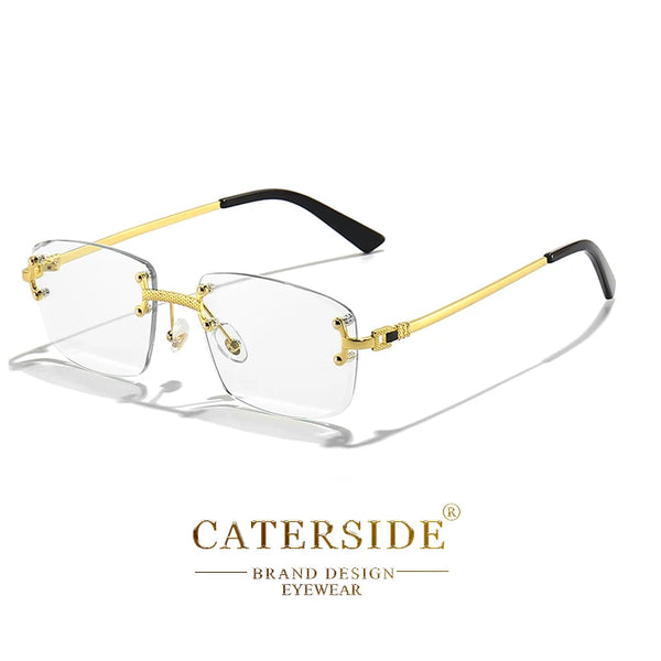 CATERSIDE Retro Rimless Square Sunglasses Men Women UV400 Small Gradient Sun Glasses For Men Popular High Quality Party Eyewear