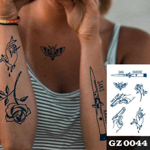 Semi Permanent Temporary Tattoo Sticker， Totem Tattoo Designs Symbols Long lasting Waterproof for Women Men