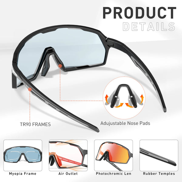 Kapvoe Photochromic Sunglasses Man MTB Climbing Glasses Outdoor Sports Bike Cycling Glasses Women Driving Bicycle Goggles UV400