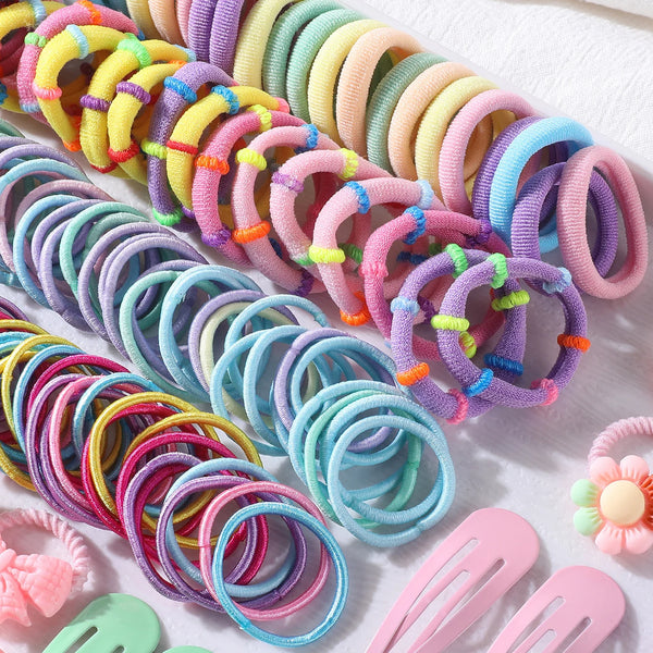 1200pcs Colorful Hair Accessories Set Girls Nylon Elastic Hair Band Hairpin Ponytail Holder Scrunchies Kids Headwear