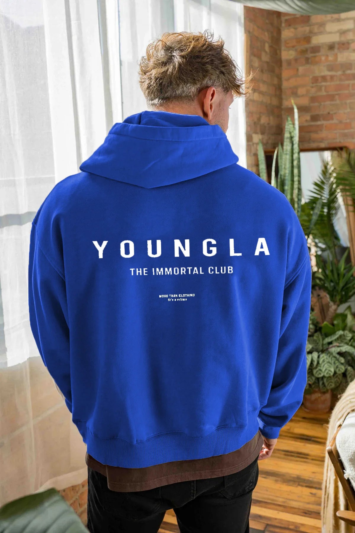 American Style YA Men's Oversized Hooded Sweatshirt Jogger Gym Sports Fitness Cotton O-Neck Printed Hoodie Fashion Men Clothing