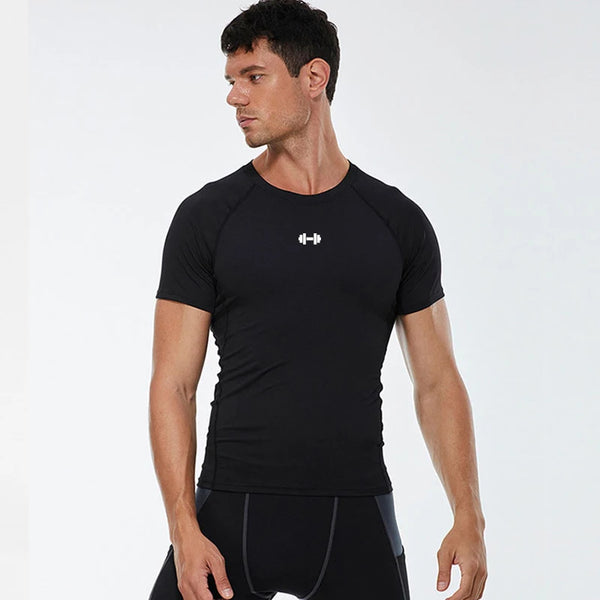 Compression T Shirt Men Summer Sportswear Running T-shirt Elastic Quick Dry Sport Tops Tee Athletic Gym Workout Shirts Men