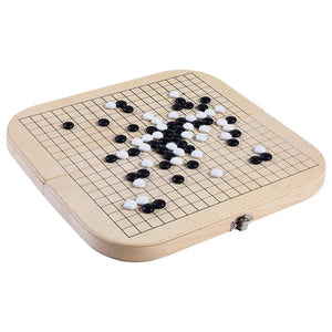 Portable Go Game Foldable Black and White Chess Pieces Chess Set Children Wooden Puzzle Board Game For Party Travel Fishing