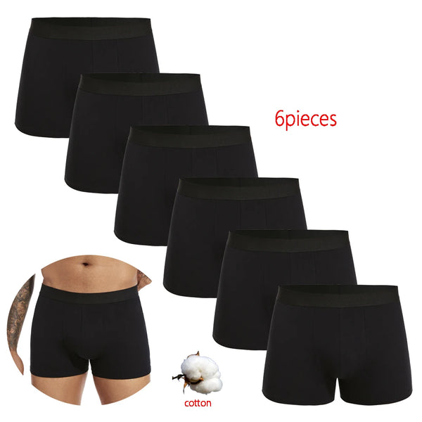 6pcs pack Black Boxer Shorts Men Underwear Soft Breathable Male Underpants for Men Homme Boxershorts Slips 2024 Panties