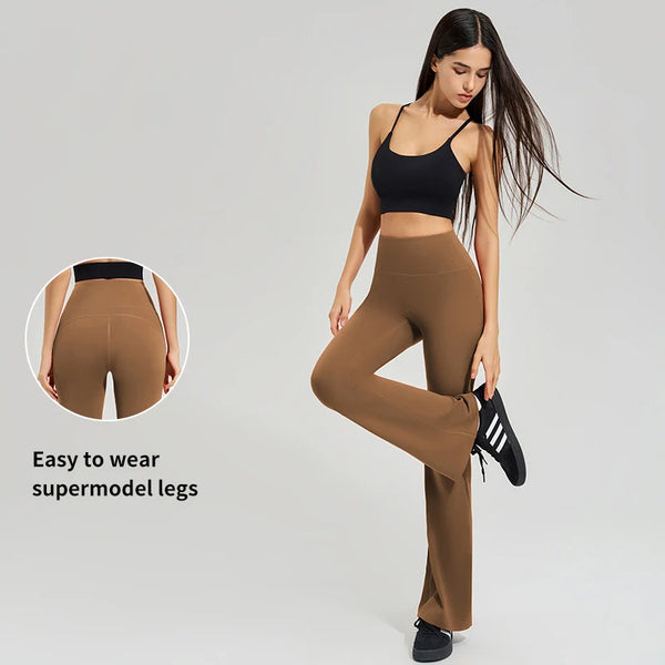 High Waist Yoga Pants High Elastic Sports Outer Wear Double Side Sharpened Bottom Pants Quick Dry Running Micro Flare Pants