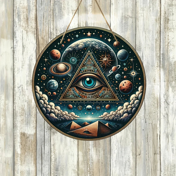 Round Acrylic Sign,Illuminati Decor, Eye Sign, All Seeing Eye Sign,Front Door,Wall Room Thick,Home,Wall Decor,Give To Friends