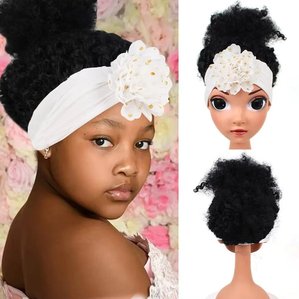 New Arrival Cute Kids Headband Wig Decoration for Girl Fashion Girl Wigs Without Lace Front Afro Baby Girl Wigs with Band