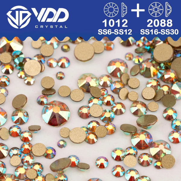 VDD Mix Size SS6-SS30 AAAAA High Quality Glass 2088 Rhinestones Crystal Flatback Strass Stones Crafts DIY Nail Art Decoration