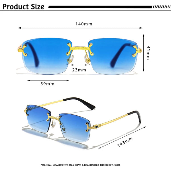 CATERSIDE Retro Rimless Square Sunglasses Men Women UV400 Small Gradient Sun Glasses For Men Popular High Quality Party Eyewear