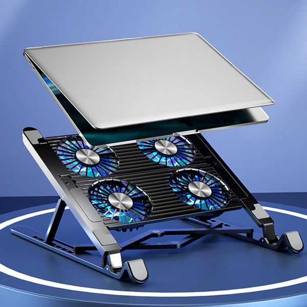 Laptop Cooling Pad with 2/4 Fans Foldable Notebook Stand RGB Silent Gaming Laptop Cooler Fan 7 Height for 11-17.3 Inch Notebook