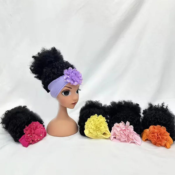 New Arrival Cute Kids Headband Wig Decoration for Girl Fashion Girl Wigs Without Lace Front Afro Baby Girl Wigs with Band