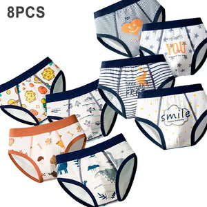 8 Pcs/Lot Boys Underwears Cotton Children Panties Teenage Antibacterial Shorts Cartoon Kids Breathable Underpants Briefs For Boy