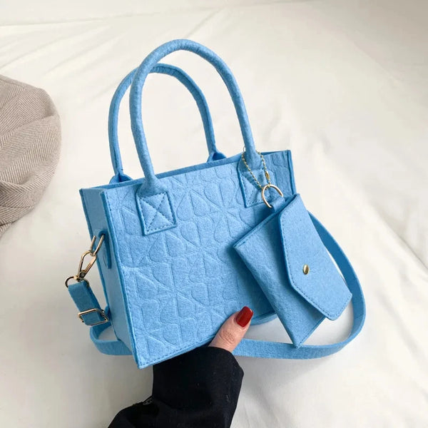 Korean Version Minimalist Embossed Felt Lightweight Handbag 2023 New Single Shoulder Diagonal Span Two-Piece Bag For Women