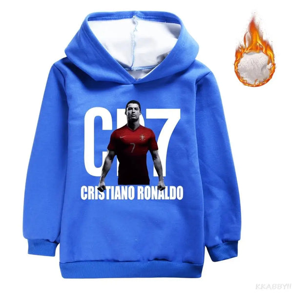 CR7 Clothes Kids Velvet Sweatshirt Baby Girls Winter Coat Boys Fleece Sweater Children Warm Thick Outwear