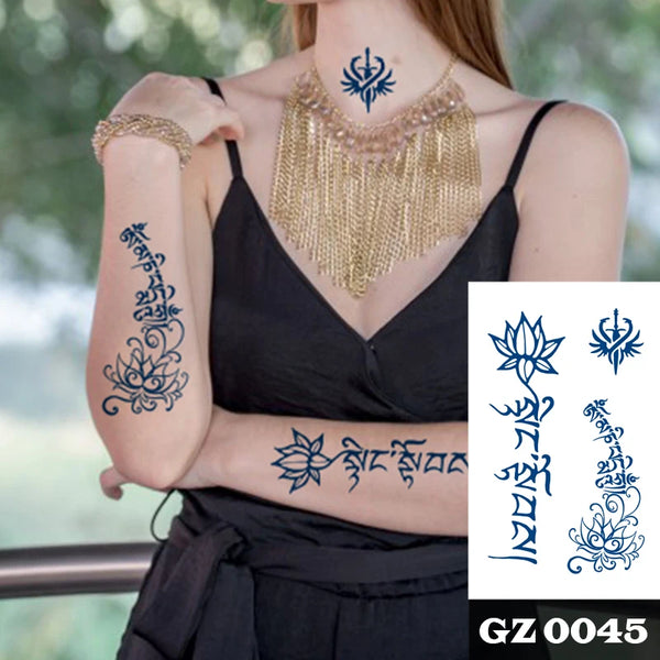 Semi Permanent Temporary Tattoo Sticker， Totem Tattoo Designs Symbols Long lasting Waterproof for Women Men