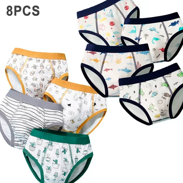 8 Pcs/Lot Boys Underwears Cotton Children Panties Teenage Antibacterial Shorts Cartoon Kids Breathable Underpants Briefs For Boy