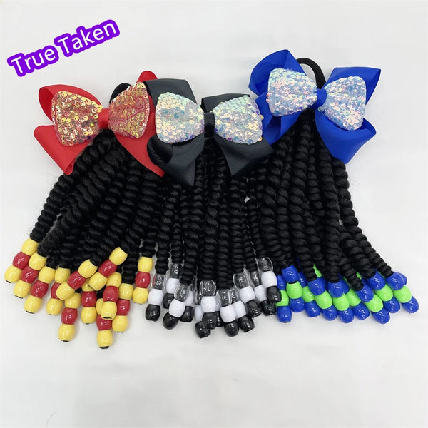 Custome- Braded Ponytails for Kids 8in Kids Box Braid Ponytail Hair Extension Synthetic with Big Bubbles Balls