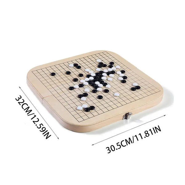 Portable Go Game Foldable Black and White Chess Pieces Chess Set Children Wooden Puzzle Board Game For Party Travel Fishing