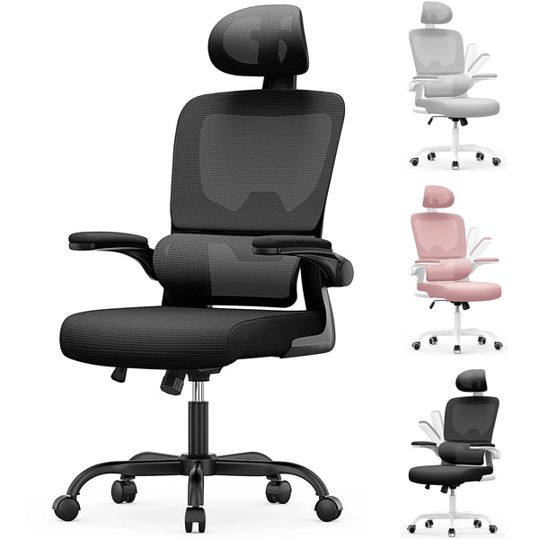 Ergonomic Office Mesh Chair, Liftable High Back Gaming Chair with 3D Lumbar Support, Swivel Desk Chair Seat Depth Adjustable