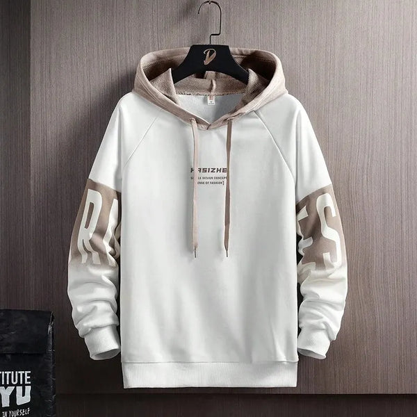 Men's Fall/Winter New Casual And Versatile Contrast Monogram Print Long Sleeve Hooded Sweatshirt