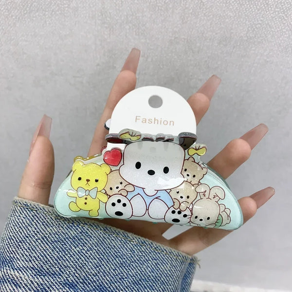 Sanrio Kuromi Hair Claws Women Fashion Cute Hello Kitty Hairclip Girl Cinnamoroll Acrylic Shark Clip Kid My Melody Birthday Gift