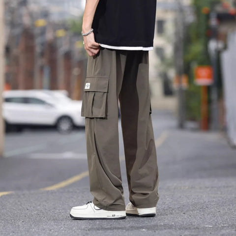 The new 2024 outdoor sports casual cargo pants baggy straight trend leggings handsome Hong Kong trend pants