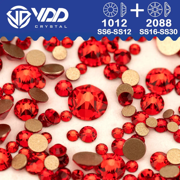 VDD Mix Size SS6-SS30 AAAAA High Quality Glass 2088 Rhinestones Crystal Flatback Strass Stones Crafts DIY Nail Art Decoration