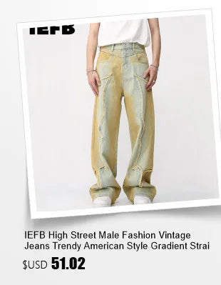 IEFB Men's Vintage Jeans Fashion Washed Street Casual Wide Leg Denim Pants Summer Distressed Loose Male Versatile Trousers 9C354