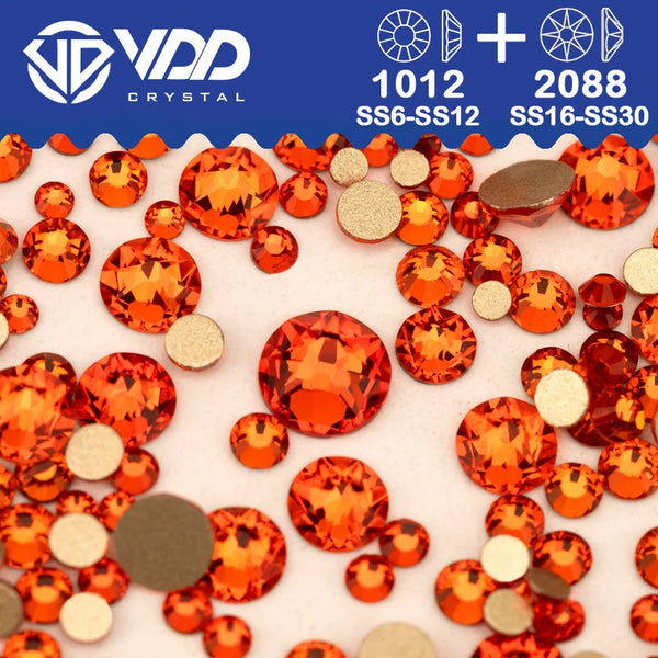 VDD Mix Size SS6-SS30 AAAAA High Quality Glass 2088 Rhinestones Crystal Flatback Strass Stones Crafts DIY Nail Art Decoration