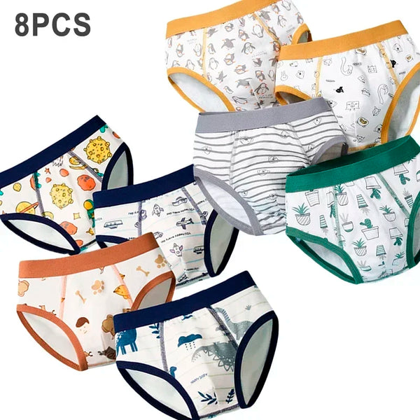 8 Pcs/Lot Boys Underwears Cotton Children Panties Teenage Antibacterial Shorts Cartoon Kids Breathable Underpants Briefs For Boy