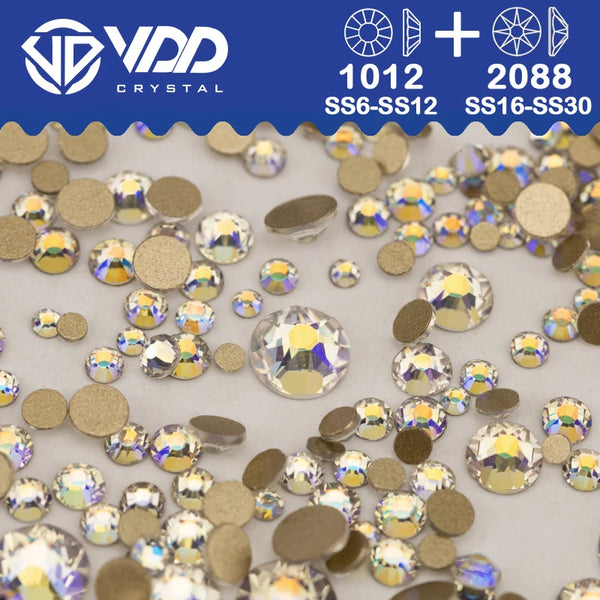 VDD Mix Size SS6-SS30 AAAAA High Quality Glass 2088 Rhinestones Crystal Flatback Strass Stones Crafts DIY Nail Art Decoration