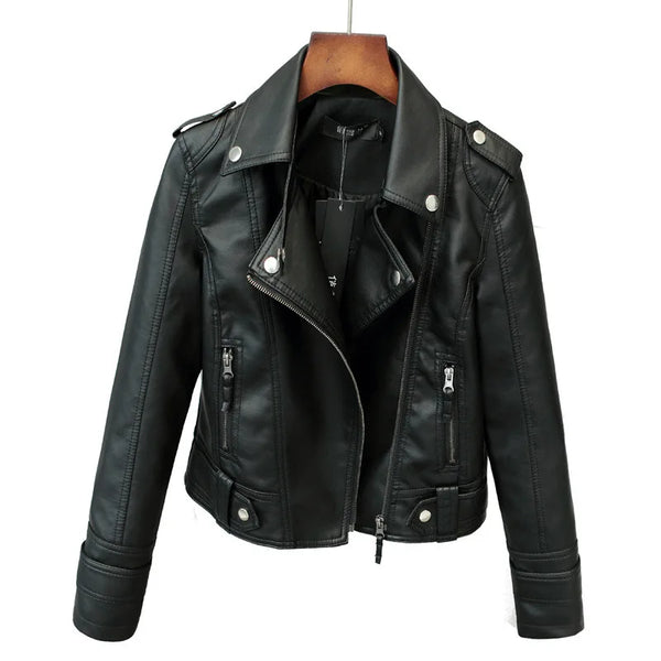 Korean Version of Slim PU Leather Jacket Women's 2023 Spring / Autumn Winter  New Motorcycle Leather Short Coat