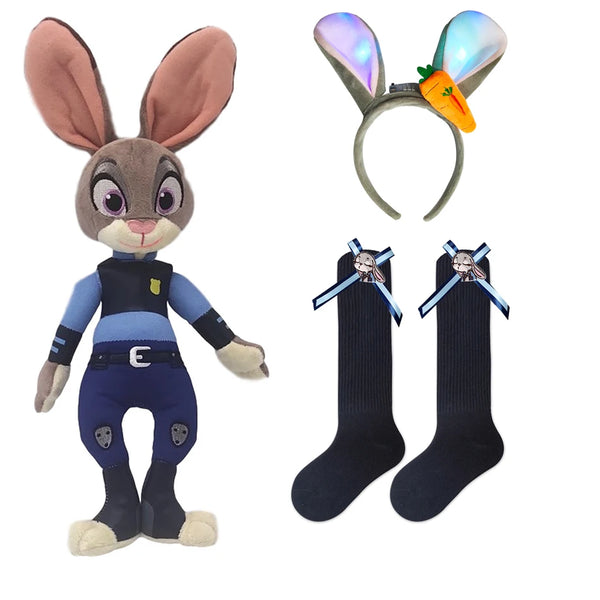 Movie Zootropolis Judy Cosplay Costume Kid Dress Tie Headdress Belt Socks Set Girl Police Role Play Uniform Christmas Party Gift