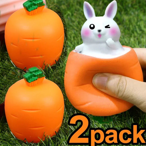 2pcs Sticky Carrot Rabbit Squeeze Telescopic Toys Kids Children's Radish Rabbit Cup Pinch Music Toy Creative Stress Relief Gift