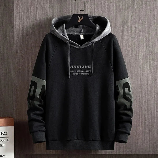 Men's Fall/Winter New Casual And Versatile Contrast Monogram Print Long Sleeve Hooded Sweatshirt