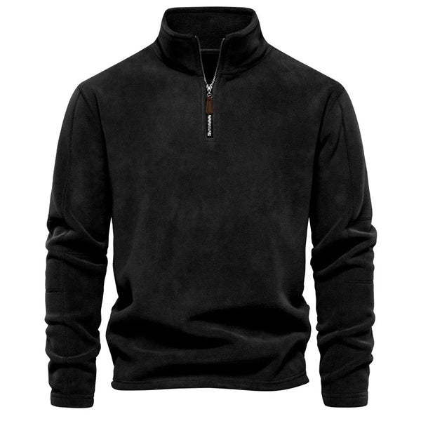 Autumn Winter New Warm Polo Shirts Men's Lamb Wool Sweatshirt Standing Neck Half Zip Long Sleeve Fashion Versatile Men Tees Tops