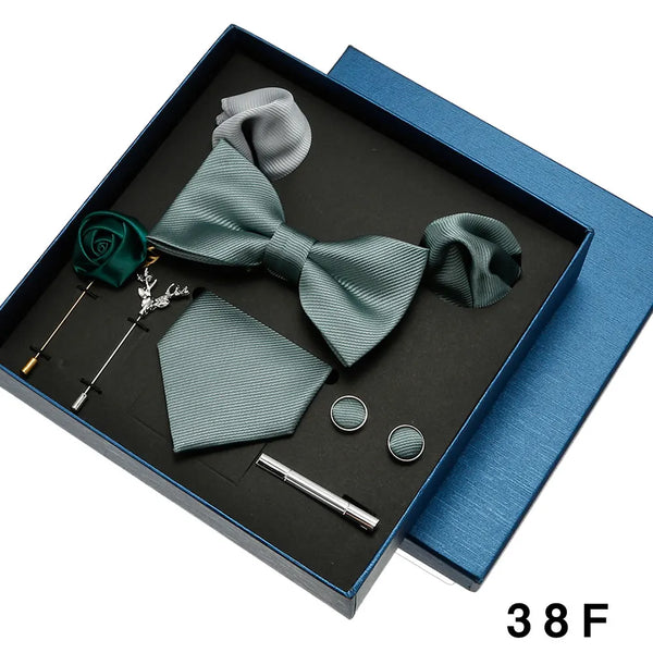 Luxury Men's Tie Necktie Bow Tie Gift Box 8-Piece Solids Colors Thread Fashion Professional Business Suit Accessories Wedding