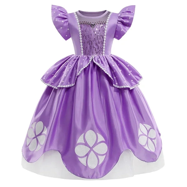 Girls Sofia Dress Children Halloween Birthday Party Princess Costumes Summer Sophia Puff Sleeve Fluffy Ball Gown