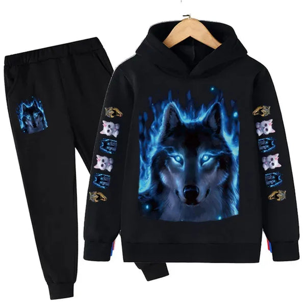 Fashion Wolf Printed Boy For Children From 1 To 12 Years Clothes Child Girl Baby Outfit Set Boys Sweatshirt Kids