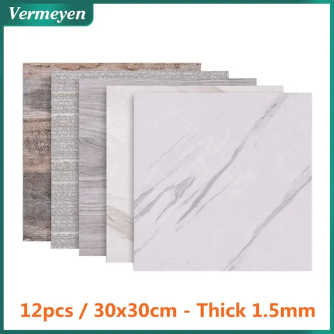 Vermeyen PVC Wall Sticker Matte Surface Non Slip Floor Tiles - Waterproof Self Adhesive Wall Decor for Bathroom Kitchen