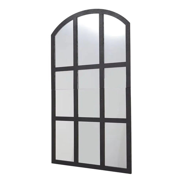 Black Rustic Arch Wood Window Glass Wall Decor